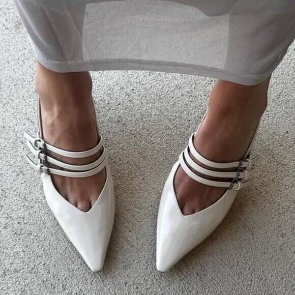 ZARA Faux Patent Leather Slingbacks NWT - Picture 1 of 16